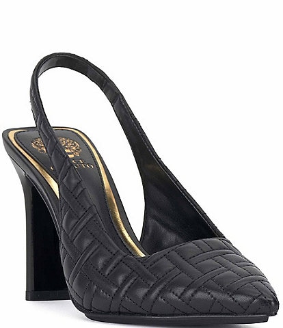 Vince Camuto Baneet Quilted Leather Slingback Pointed Toe Pumps
