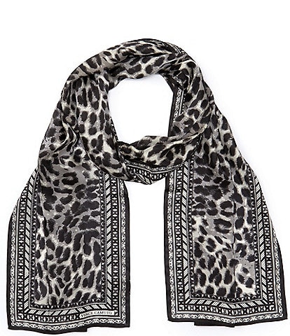Vince Camuto Bordered Leopard Oblong Scarf