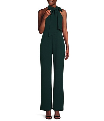 Vince Camuto Sleeveless Bow Tie Mock Neck Jumpsuit
