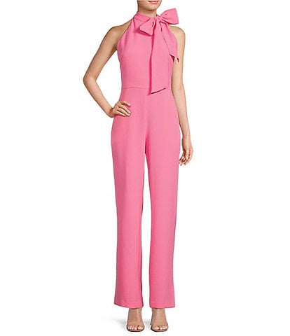 Vince Camuto Sleeveless Bow Tie Mock Neck Jumpsuit