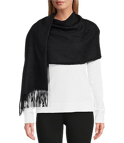 Vince Camuto Box Check Weave Solid Feather Soft Scarf Wrap