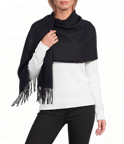 Vince Camuto Box Check Weave Solid Feather Soft Scarf Wrap