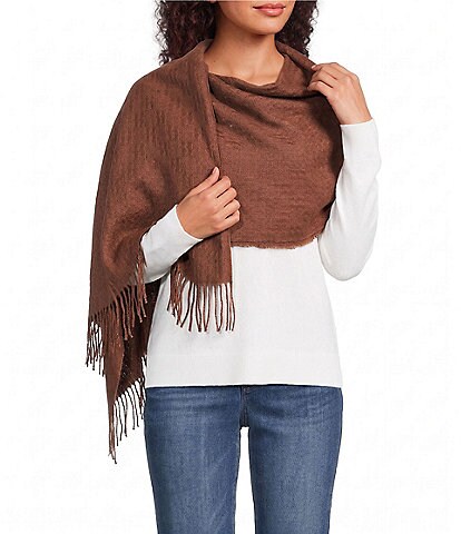 Vince Camuto Box Check Weave Solid Feather Soft Scarf Wrap