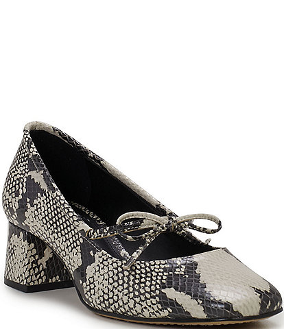 Vince Camuto Charley Snake Embossed Leather Bow Pumps