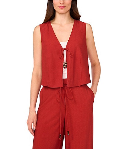 Vince Camuto Coordinating V Neck Sleeveless Tie Front Vest