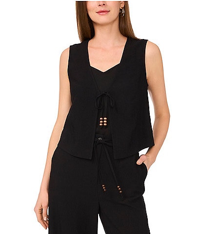 Vince Camuto Coordinating V Neck Sleeveless Tie Front Vest