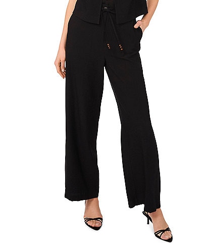 Vince Camuto Coordinating Woven Belted Straight Leg Pants