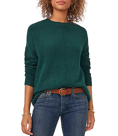 Vince Camuto Crew Neck Long Sleeve Extended Shoulder Seamed Cozy Statement Sweater