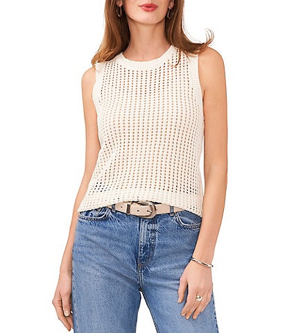Vince Camuto Crew Neck Sleeveless Knit Tank Top