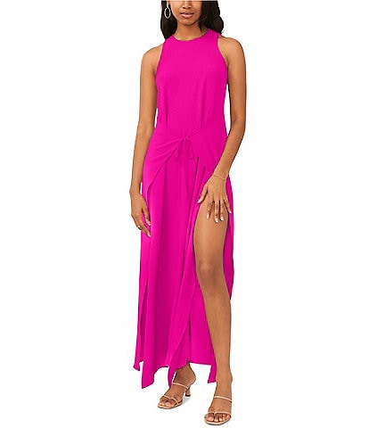Vince Camuto Crew Neck Sleeveless Tie Front Maxi Dress