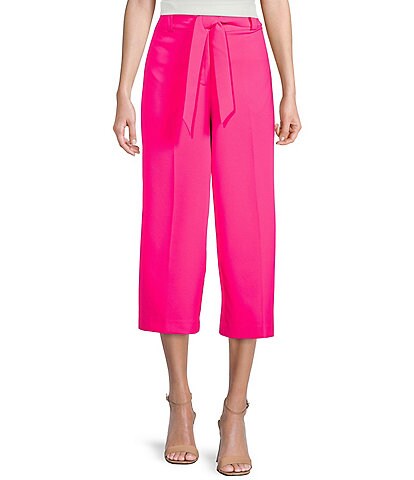 Vince Camuto Crop Wide Leg Self Doubled Belted Pants