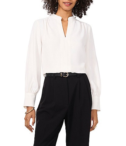 Vince Camuto Cuffed Long Sleeve V Neckline Blouse