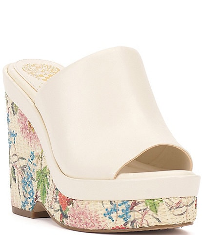 Vince Camuto Danvy Leather Floral Wedge Sandals