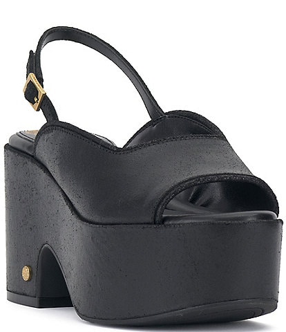 Vince Camuto Elyse Leather Chunky Platform Slingback Sandals