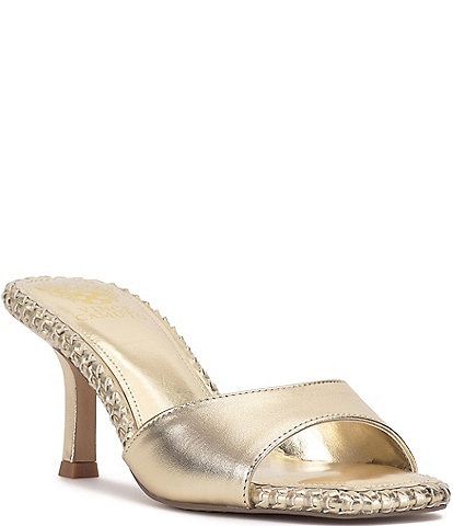Vince Camuto Emmla Leather Stitched Banded Slide Sandals