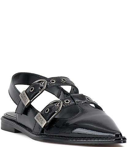 Vince Camuto Faye Leather Double Buckle Slinback Flats