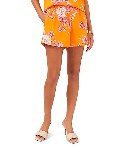 Vince Camuto Floral Print Cinched Coordinating Pull-On Shorts