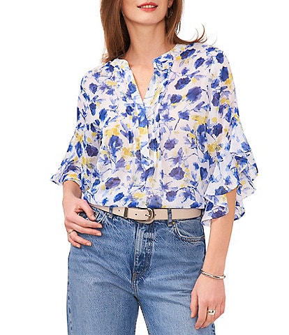 Vince Camuto Floral Pullover 3/4 Sleeve Blouse