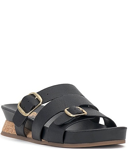 Vince Camuto Freoda Leather Buckle Slide Sandals
