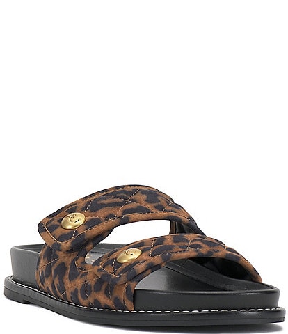 Vince Camuto Graysin Quilted Leopard Double Banded Slide Sandals