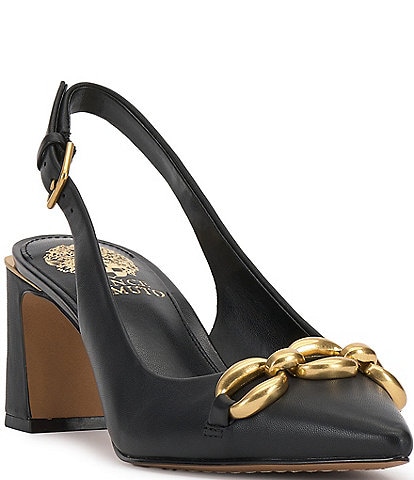 Vince Camuto Hamden Leather Chain Link Slingback Pumps