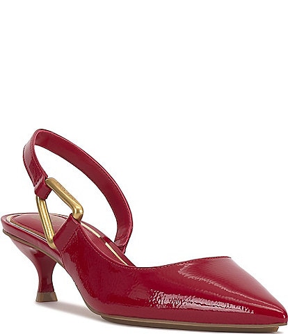 Vince Camuto Inari Crinkle Patent Slingback Kitten Heel Pumps