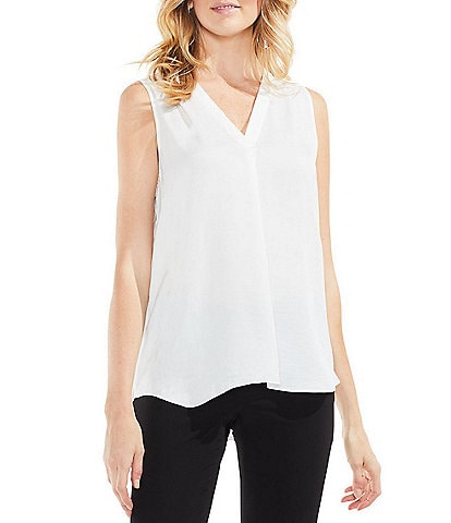 Vince Camuto Invert Pleat V-Neck Sleeveless Rumple Blouse
