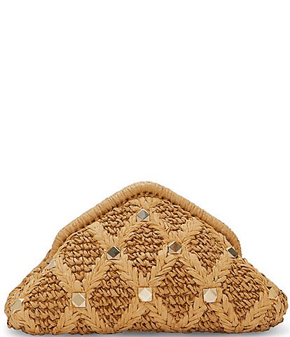 Vince Camuto Issey Studded Rattan Straw Clutch