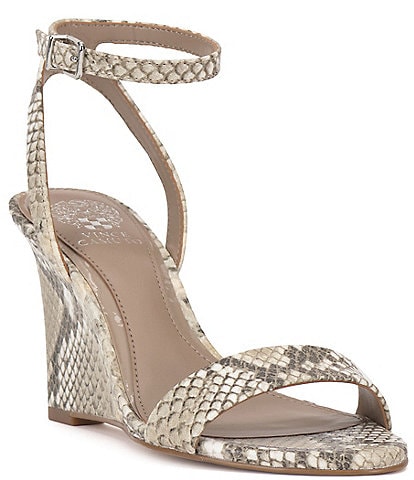 Vince Camuto Jefany Leather Snake Embossed Wedge Sandals