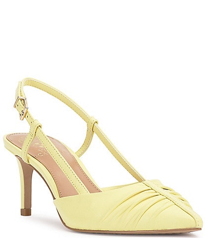 Vince Camuto Kelten Leather Bunched Toe Slingback Pumps