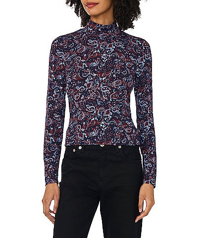 Vince Camuto Knit Long Sleeve Paisley Turtleneck