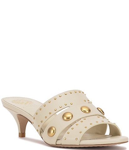 Vince Camuto Kyler Studded Leather Kitten Heel Slide Sandals