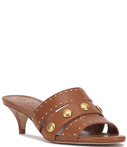 Vince Camuto Kyler Studded Leather Kitten Heel Sandals