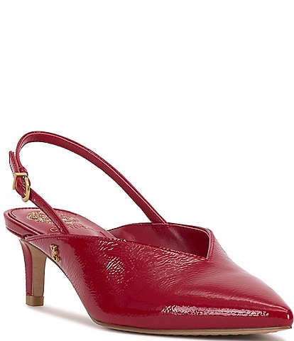 Vince Camuto Kylien Crinkle Patent Leather Slingback Kitten Heel Pumps