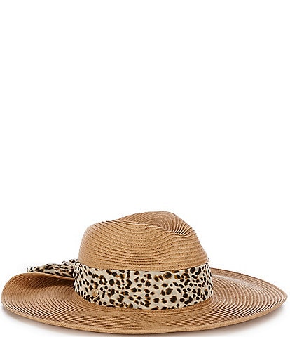 Vince Camuto Leopard Chiffon Band Framer Panama Hat