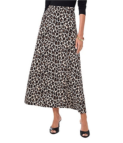 Vince Camuto Leopard Knit High Rise A-Line Maxi Skirt