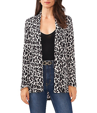 Vince Camuto Leopard Print Long Sleeve Knit Statement Tunic Cardigan