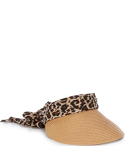 Vince Camuto Leopard Tie Back Chiffon Visor Hat