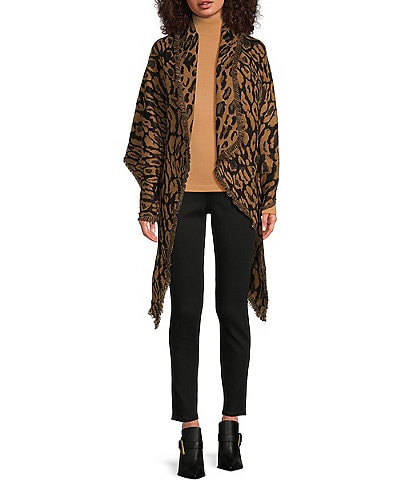 Vince Camuto Leopard Wrap With Fringe