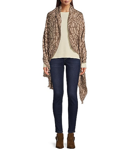 Vince Camuto Leopard Wrap With Fringe