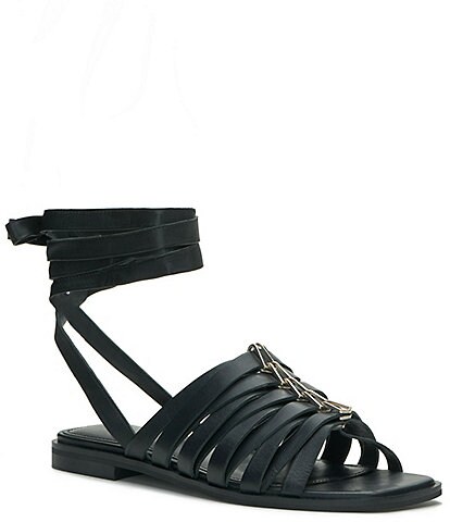 Vince Camuto Levelinn Strappy Leather Lace-Up Flat Sandals