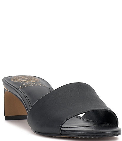 Vince Camuto Linanna Leather Banded Block Heel Slide Sandals