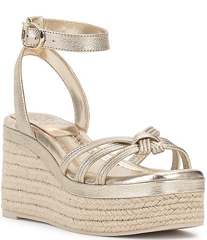Vince Camuto Loressa Leather Knotted Espadrille Wedge Sandals