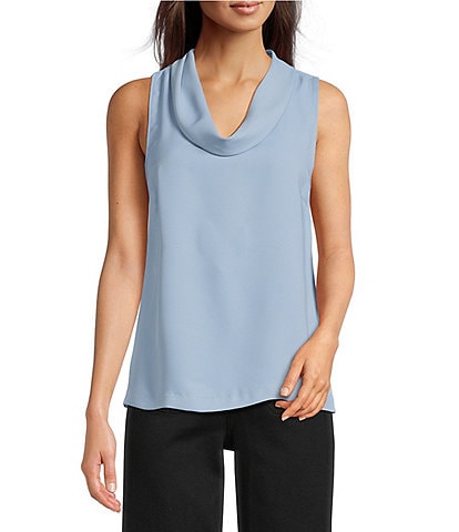 Vince Camuto Luxe Crepe de Chine Sleeveless Cowl Neck Tank Top