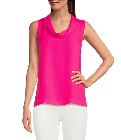 Vince Camuto Luxe Crepe de Chine Sleeveless Cowl Neck Tank Top