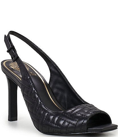 Vince Camuto Lyndon Quilted Leather Peep Toe Slingback Pumps