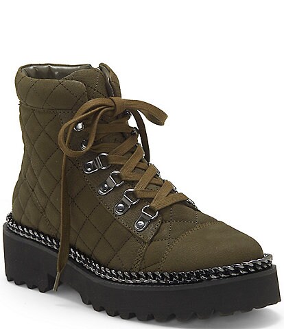 Vince Camuto Maissa Quilted Suede Chain Detail Chunky Lug Sole Hiker Boots