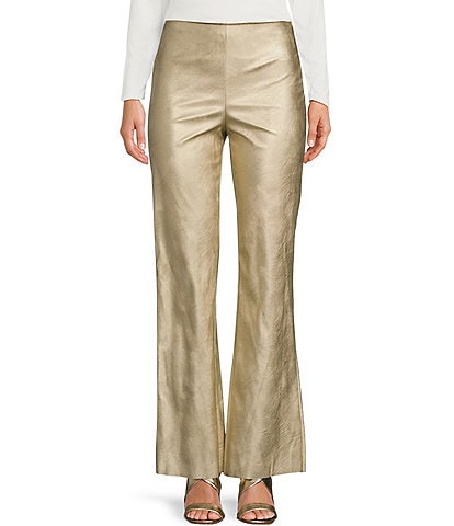 Vince Camuto Metallic Coated Flare Leg Pull-On Pants