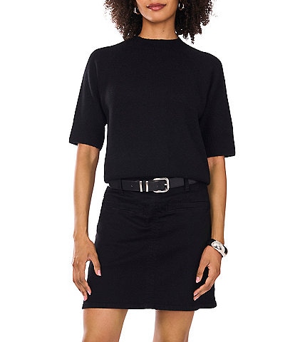 Vince Camuto Mock Neck Short Sleeve Sweater