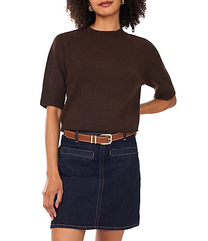 Vince Camuto Mock Neck Short Sleeve Sweater